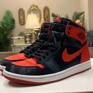 Jordan 1 Retro High Satin Bred Womens Size 9.5 FD4810-061 Black/Red